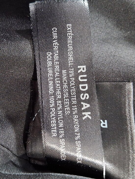 Rudsak Black Asymmetrical Coat with Genuine Leather Sleeves - Picture 14 of 15